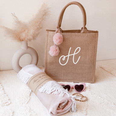 Monogram Burlap Bag